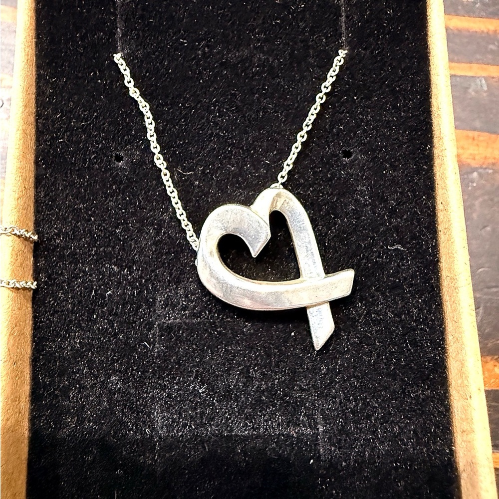 Tiffany & Co. Elsa Peretti Open Heart Necklace Sterling Silver